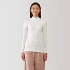 【MUJI 無印良品】女棉保暖半高領長袖T恤 M 柔白