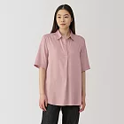 【MUJI 無印良品】女嫘縈混五分袖長版衫 L 煙燻粉