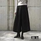 【Jilli~ko】秋冬新款裙褲寬鬆九分闊腿褲毛呢鬆緊腰 L-XL J12033  L 黑色