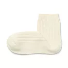 【MUJI 無印良品】女足口柔軟舒適寬螺紋直角短襪23-25cm 象牙白