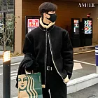 【AMIEE】雅痞風麂皮羊羔絨飛行夾克(男裝/雅痞/KDCQ-8139) M 黑