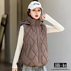 【Jilli~ko】漸層菱格羽絨棉馬甲坎肩背心 L-XL D8110  L 咖色