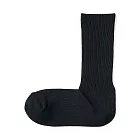 【MUJI 無印良品】女足口柔軟螺紋厚織直角襪23-25cm 黑色