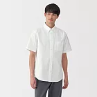 【MUJI 無印良品】男水洗牛津布扣領短袖襯衫 S 白色