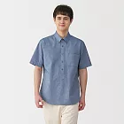 【MUJI 無印良品】男水洗牛津布扣領短袖套衫 S 暗藍