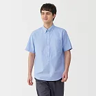 【MUJI 無印良品】男水洗牛津布扣領短袖套衫 S 淡藍