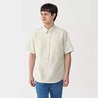 【MUJI 無印良品】男水洗牛津布扣領短袖套衫 S 米黃