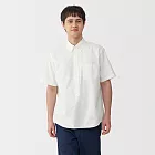 【MUJI 無印良品】男水洗牛津布扣領短袖套衫 S 白色