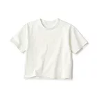 【MUJI 無印良品】兒童粗織圓領五分袖T恤 110 柔白