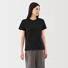 【MUJI 無印良品】女天竺圓領短袖T恤 S 黑色