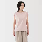 【MUJI 無印良品】女天竺法式袖T恤 S 淺粉