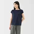 【MUJI 無印良品】女天竺法式袖T恤 S 深藍