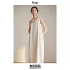 ltyp旅途原品 樹皮皺立體分割背心裙時尚文藝休閒高級連衣裙女春 M L  M 杏仁米