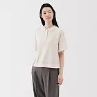 【MUJI 無印良品】女薄針織五分袖POLO衫 S 柔白