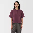【MUJI 無印良品】女薄針織五分袖POLO衫 S 暗紅
