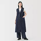 【MUJI 無印良品】女大麻混丹寧長版背心 S 深藍