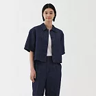 【MUJI 無印良品】女大麻混丹寧短袖襯衫 S 深藍