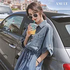 【AMIEE】長版氣質牛仔連衣裙洋裝(KDDY-5490) M 圖片色