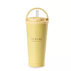 【Hiromimi】手提內瓷不鏽鋼吸管杯750ml(附TRITAN粗細吸管)  檸檬黃
