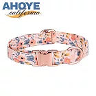 【AHOYE】北歐印花金屬扣寵物項圈 31-50CM (寵物配件 頸圈 脖圈 頸環) 典雅澄