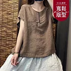 【慢。生活】棉麻寬鬆顯瘦短袖套頭上衣 399  FREE 卡其