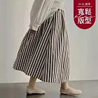 【慢。生活】純色條紋高腰遮跨顯瘦A字裙 12205  FREE 黑色