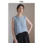 ltyp旅途原品法國進口100%亞麻文藝背心女夏極簡休閒無袖外穿上衣 M L  M 天空藍
