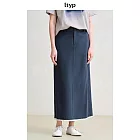 ltyp旅途原品亞麻棉天絲撞色散邊半裙休閒百搭新款直筒半身裙女 M L XL  M 深海藍