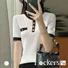 【Lockers 木櫃】曲珠拼色小香風短袖T恤 L114050505 F 白色