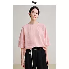 ltyp旅途原品100%色織亞麻文藝小衫女夏極簡純色寬鬆百搭襯衣上衣 M L  M 櫻花粉