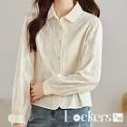 【Lockers 木櫃】純棉繡花長袖襯衫 L114060403 M 杏色