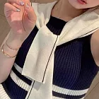 【MsMore】 條紋百搭海軍領假兩件針織背心上衣# 125384 FREE 藏青色