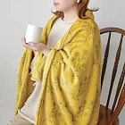 【日本現代百貨】arne法蘭絨 輕盈柔軟保暖毛毯 ‧ 花草(黃)