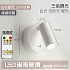 【美好家 Mehome】LED磁吸壁燈 吸頂投射燈(USB充電) 遙控款/白三色燈
