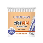 (6入組)【UNIDESIGN】白色紙軸螺旋雙頭棉花棒200支