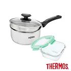 【THERMOS 膳魔師】瀝水鍋+保鮮盒 超值兩件組(SPC-S18+Z-GFC520)