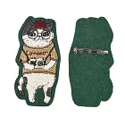 【Kusuguru Japan】日本眼鏡貓 胸針 相良刺繡絨毛立體造型胸針-Animal Mode系列-折耳貓款 - 綠色