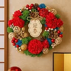 【日本Green House】日式新年迎春 精美裝飾花圈25.5cm ‧ 迎春花舞