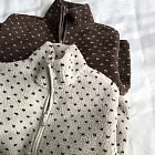 【ACheter】 波點羊羔絨加厚外套立領拉鍊保暖衣# 126551 L 米白色