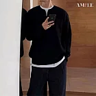 【AMIEE】痞帥寬鬆針織衫(男裝/KDTQ-Z85) M 黑色