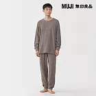【MUJI 無印良品】男柔滑針織刷毛長袖家居睡衣 M 灰棕