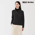 【MUJI 無印良品】女羊毛混毛絨POLO針織衫 S 深灰