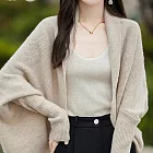 【MsMore】 韓系羊毛感繭型針織披肩寬鬆蝙蝠袖斗篷毛衣外套# 126360 FREE 米白色