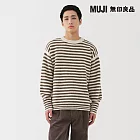 【MUJI 無印良品】男安地斯羊毛圓領針織衫 M 卡其綠橫紋