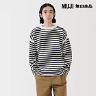 【MUJI 無印良品】男安地斯羊毛圓領針織衫 M 暗藍橫紋