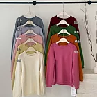 【MsMore】 圓領卷邊毛衣寬鬆慵懶風百搭針織上衣# 126733 FREE 玫紅色