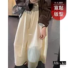 【Jilli~ko】鬆緊腰中長大擺花苞半身裙女 9090  FREE 白色