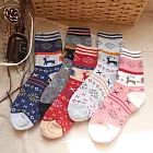 【AnZa】聖誔小鹿加厚保暖仿羊毛休閒襪(5入組)        煙火鹿(粉、黑)