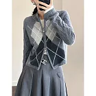 【MsMore】 針織緹花菱格加厚拉鍊毛衣小外套# 126879 FREE 灰色