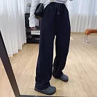 【MsMore】 厚暖顯瘦垂感彎刀褲寬鬆直筒香蕉鐮刀長褲# 126909 M 藍色